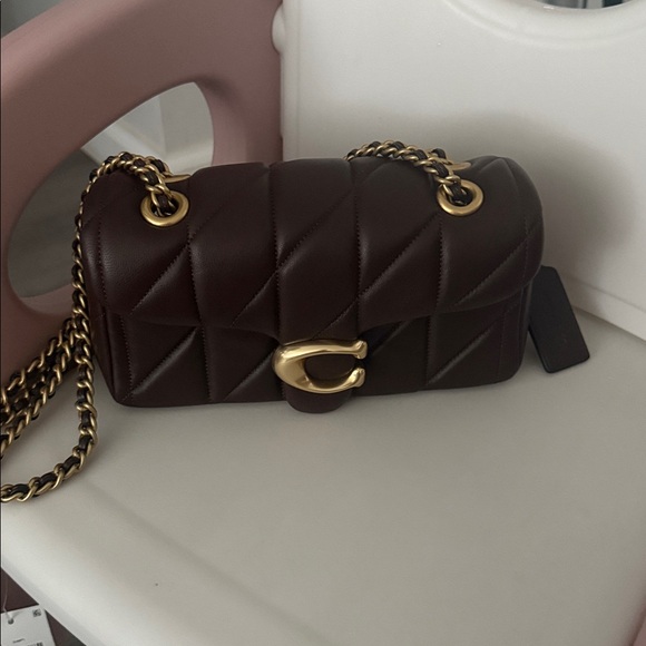 Coach Dark Brown Quilted Shoulder Bag with Gold Chain - Picture 5 of 5